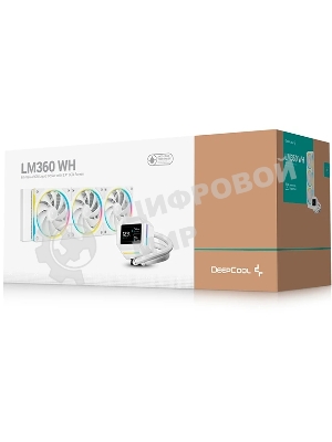 Система жидкостного охлаждения Deepcool LM360 WH ARGb Soc-AM5/AM4/1200/1700/1851 белый 4-pin 19-36dB Al LCD 250W 1729gr Ret (R-LM360-WHDMMC-1)