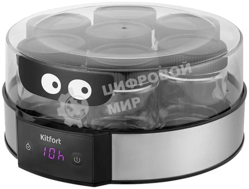 Йогуртница Kitfort КТ-6295 20Вт 7б. 190мл упр.:электрон. серебристый/черный