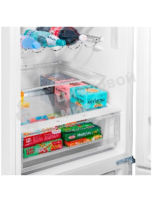 Холодильник Maunfeld MFF200NFW белый глянц. двухкамерный 271/106л морозилка снизу, No Frost