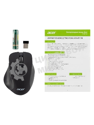 Мышь беспроводная Acer OMR140 черный, 1600 dpi, радиоканал, USB, кнопки - 6