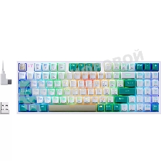 Клавиатура беспроводная Defender REDRAGON VEIGAR USB, Bluetooth/Радиоканал, бело-голубая