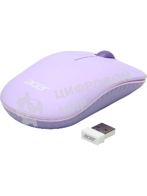 Мышь беспроводная Acer OMR205 фиолетовый, 1200 dpi, радиоканал, USB, кнопки - 3