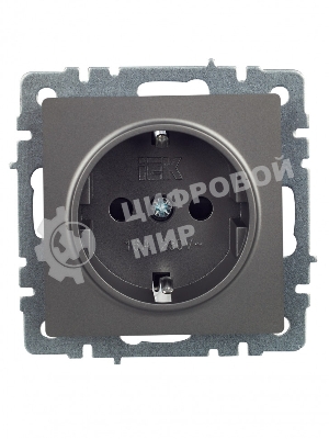 Розетка 1-местная IEK BRITE РС14-1-0-БрС с заземлением, с защитными шторками, 16А, сталь