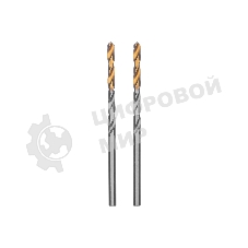Сверло спиральное по металлу Denzel 3,2 x 65мм, Р6М5, Golden Tip, 2 шт.