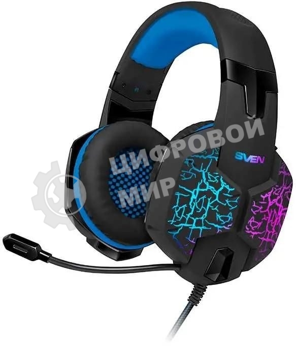 Гарнитура проводная SVEN AP-U980MV, черный-синий (USB, LED, 7.1, 2.2m)