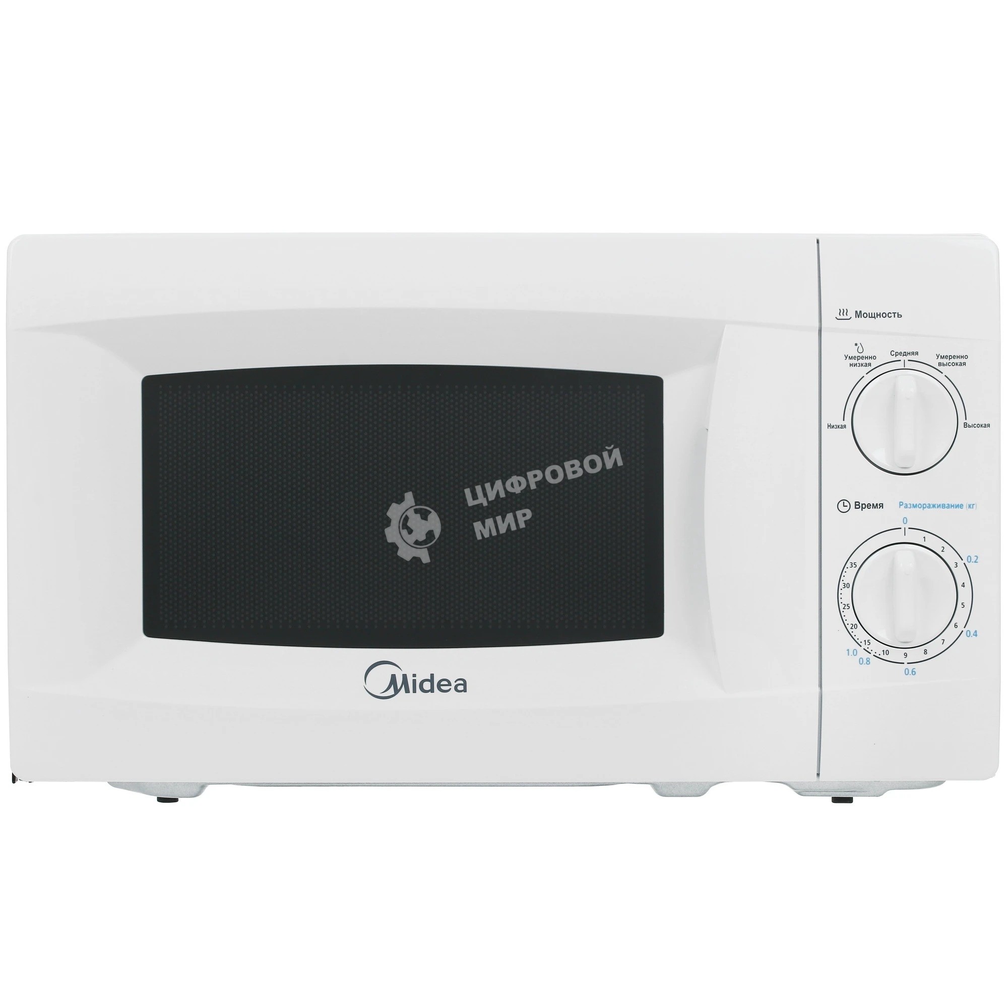 Микроволновая печь Midea MM720CKE белый, 20 л, 700 Вт, переключатели - поворотный механизм