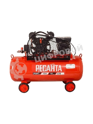 Компрессор поршневой Ресанта КП-100/400Р масляный 400л/мин 100л 2500Вт красный/черный