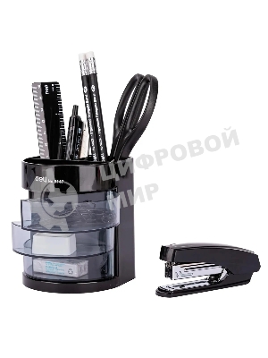 Настольный набор Deli E38253 (12 предметов) пластик, черный