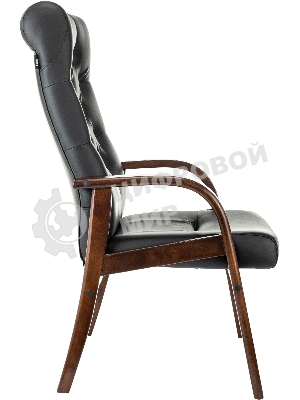 Кресло офисное Бюрократ T-9928WALNUT-CF черный, кожа, на ножках, дерево