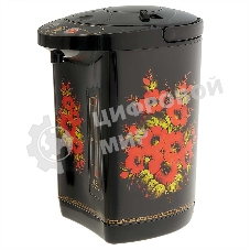 Термопот ВАСИЛИСА ВА-5007 Жостово Объем 4,5 л, Мощность в режиме кипячения 900 Вт. Мощность в режиме поддержания температуры воды 30 Вт. Внутренняя емкость из нержавеющей стали. Вращение корпуса на основании на 360°. Шкала уровня воды. Световые индикаторы работы. 3 способа разлива воды: ручной, автоматический, электрический. Режим поддержания температуры воды. Функции повторного кипячения и дехлорирования воды. Съемный сетевой шнур электропитания. Съемная крышка для удобства очистки. Защита от перегрева. Блокировка ручной помпы от случайного нажатия. Автоматическое отключение при недостаточном количестве воды. Цвет: черный. Декор: Жостово.