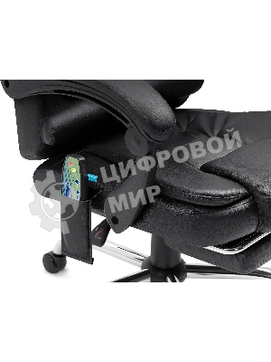 Кресло Defender CARDINAL черный, экокожа, 120 кг, подставка для ног, механизм качания