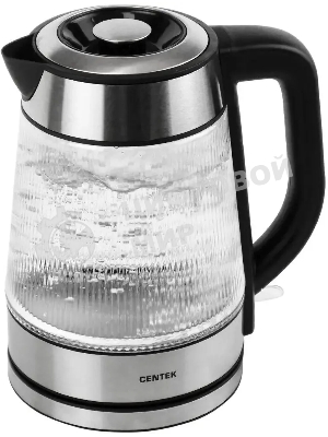 Чайник электрический Centek CT-0013 стекло, 2200 Вт, 1.8 л, серебристый