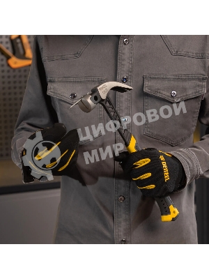 Молоток-гвоздодер Denzel 450 г, цельнокованый, боек с магнитом, двухкомп. обрезин. рук-ка