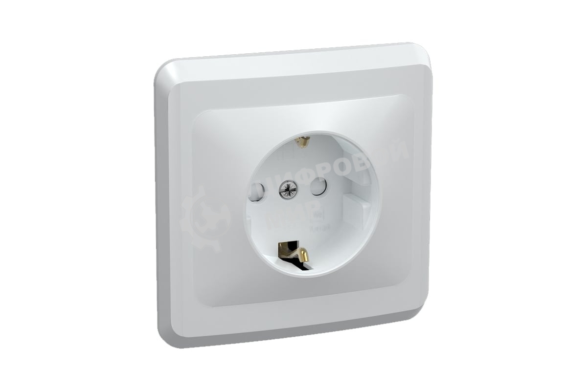 Розетка 1-м СП Вега РСш10-3-ВБ с заземл. контактом и защ. штор 16А бел. IEK ERV14-K01-16-DM