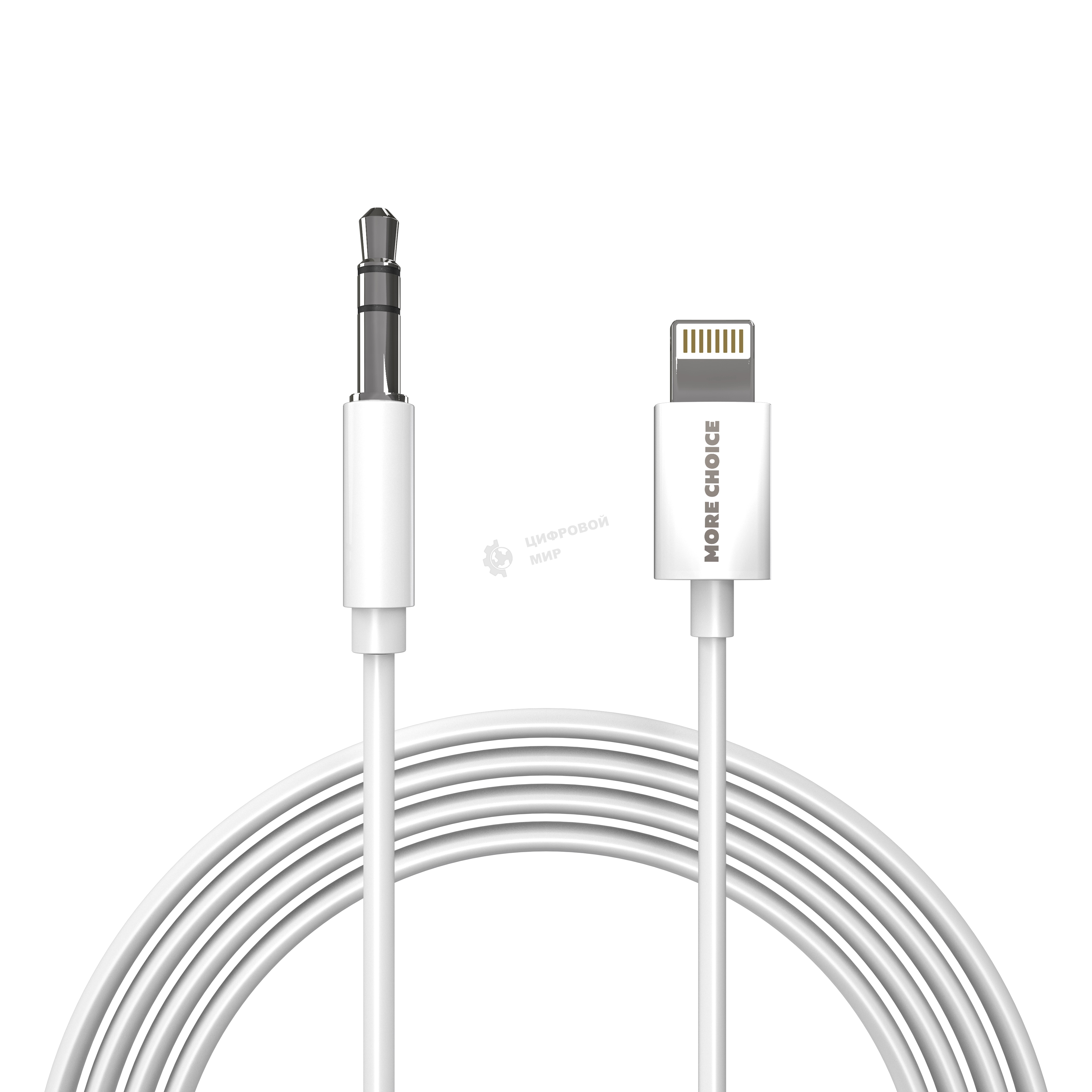 Кабель аудио MORE CHOICE (4610196409820) UK28i AUX 3.5мм Lightning 8-pin 1м, белый
