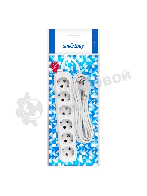 Удлинитель Smartbuy, 6 гнезд 7 метров 16А/3,5 кВт с заземлением ПВС 3х1,0 (SBE-16-6-07-Z)
