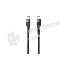 Кабель OLMIO BOLT, Type-C - Type-C, 60W, 1.2м, тканевая оплетка, черный