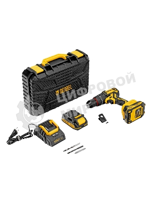 Дрель-шуруповерт Denzel CIDH-BL-20, 20 В, 2 Ач, 80 Нм, бесщеточный, ударный