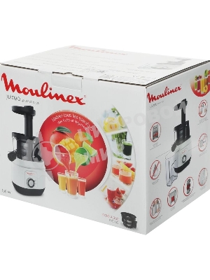 Соковыжималка Moulinex ZU150110 белый/черный, шнековая вертикальная, 150 Вт, 800 мл, электронное, реверс