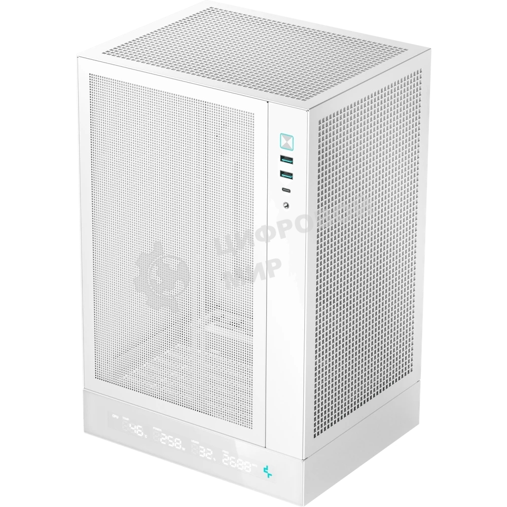 Компьютерный корпус Deepcool CH170 DIGITAL белый без БП mATX 1x120мм 1xUSB 2.0 1xUSB 3.0 audio bott PSU