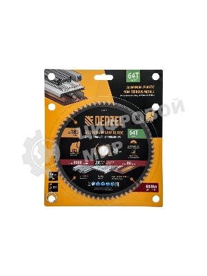 Пильный диск по алюминию Denzel ф185 х 20 мм, 64 зубьев