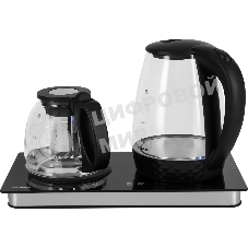 Чайник электрический Starwind SKG4044 1.8 л, 1800 Вт, черный/серебристый корпус: стекло