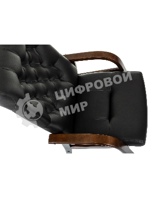 Кресло офисное Бюрократ T-9928WALNUT-CF черный, кожа, на ножках, дерево