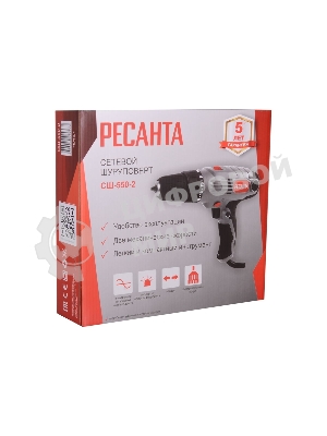 Дрель-шуруповерт Ресанта СШ-550-2, 550 Вт, 36 Нм, щеточный