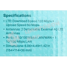 Роутер беспроводной TP-Link TL-MR100 N300 10/100BASE-TX/4G(3G) cat.4 черный