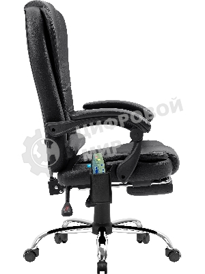 Кресло Defender CARDINAL черный, экокожа, 120 кг, подставка для ног, механизм качания