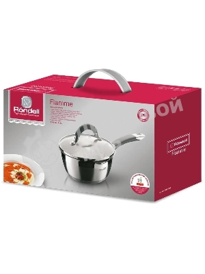 Ковш Rondell Flamme RDS-026, 1.3л, 16см, с крышкой, стальной