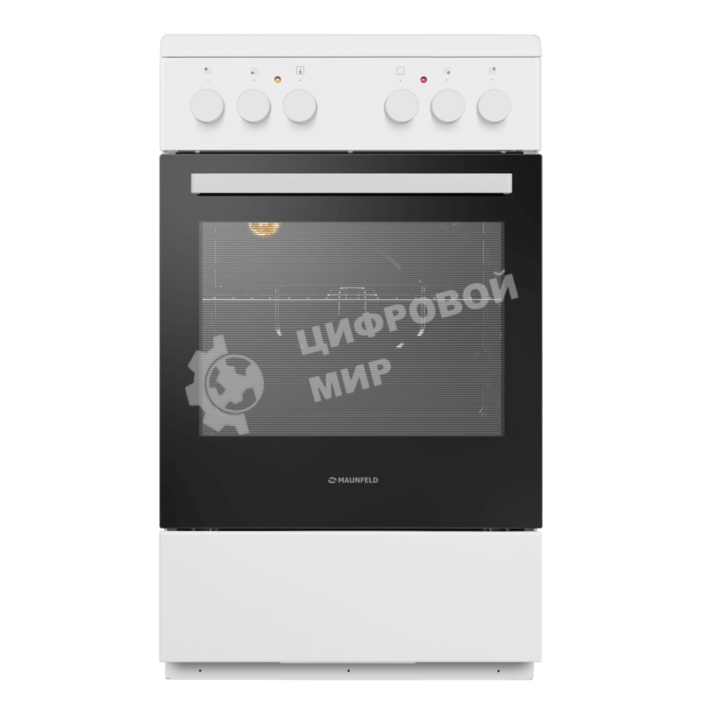 Плита электрическая Maunfeld MEC55CW07 белый, конфорок 4 шт, духовка 60 л, 50 см x 85 см x 60 см