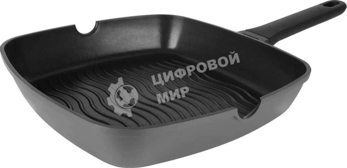 Сковорода-гриль Rondell Zorro RDA-1454 квадратная 28 см, покрытие: TriTitan ручка несъемная (без крышки) графитовый