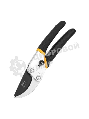 Секатор Deli DL580204 Размер 200 мм. Макс диаметр резки 15 мм. Сталь 55С. Термообработанная поверхность. Тефлоновая уплотненная пластиковая ручка.