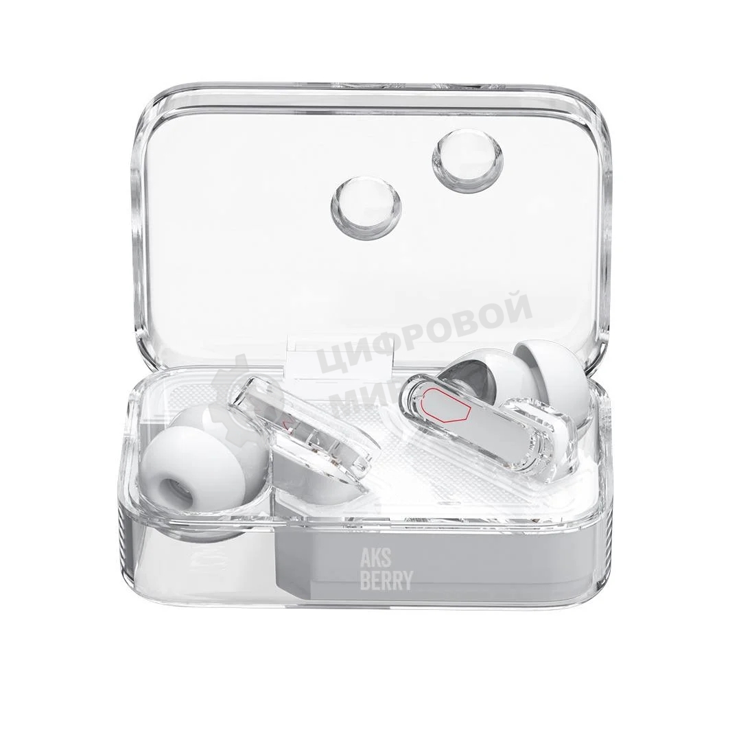Наушники TWS Aksberry B21 Crystal белый, внутриканальные, Bluetooth, до 4 ч