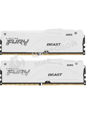 Оперативная память Kingston Fury Beast RGb, DDR5, 64Gb (2x32Gb), 6000MHz, CL36, DIMM, с радиаторами, RGb, белый