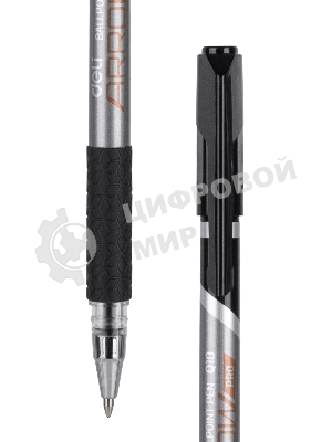 Набор ручек шариковых Deli Arrow EQ10-BK-P синий металлик/черный, черные чернила, коробка картонная (12шт) сменный стержень, линия 0.7мм, резиновая манжета