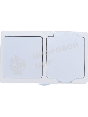 Блок ОП Аллегро 1-кл. вык. + роз. с заземл. защ. шторки с крыш. IP54 бел. UNIVersal 5562968