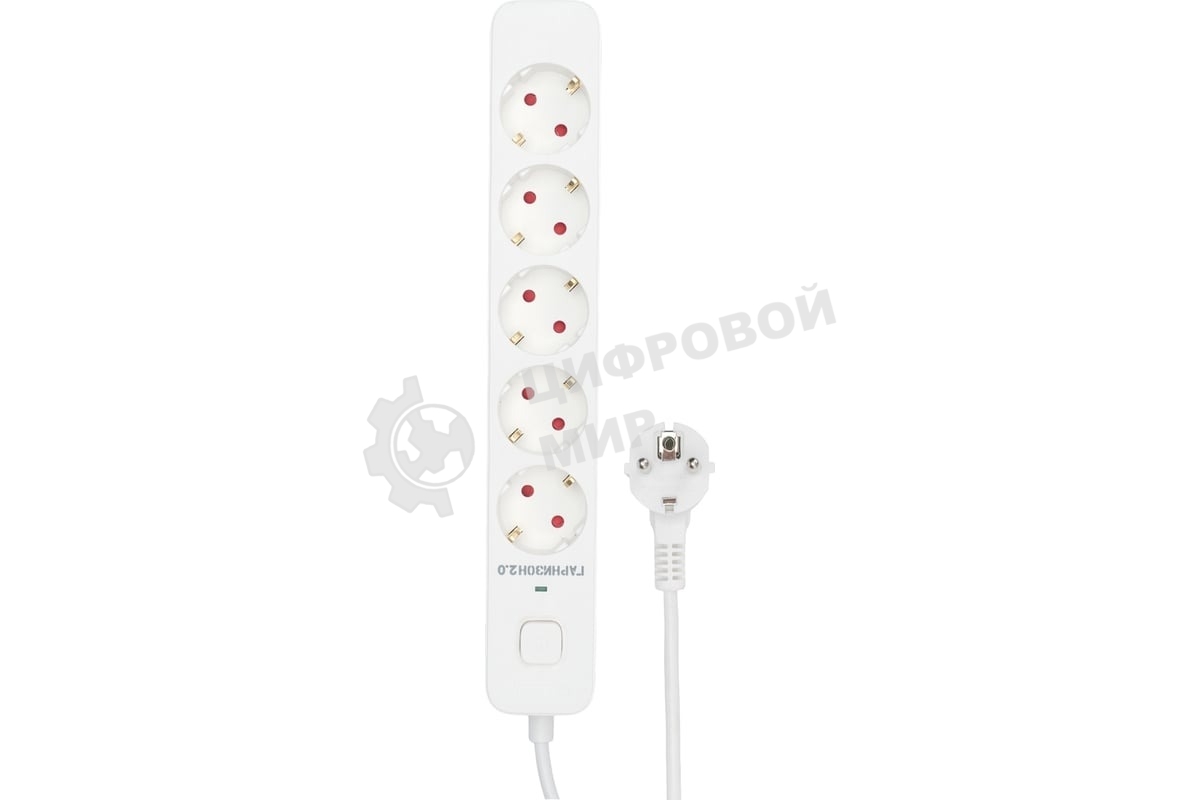 Сетевой фильтр Гарнизон EPS-5-W-2 5р, 2.0, 10А, 2 м, ур.защиты 2+, белый, пакет (21442)