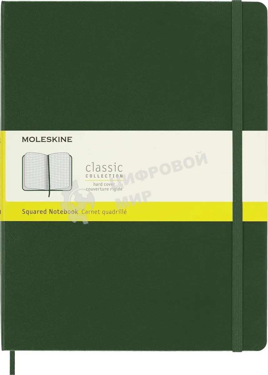 Блокнот MOLESKINE Classic, 192стр, в клеточку, твердая обложка, зеленый qp091k15