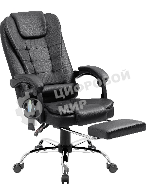 Кресло Defender CARDINAL черный, экокожа, 120 кг, подставка для ног, механизм качания