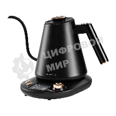 Чайник заварочный для кофе и чая Galaxy LINE GL 0341, черный, металл, 1100 ВТ, 1 л, корпус из нержавеющей стали AISI 304, установка температуры от 40 до 100 °C, функция поддержания температуры, 3 запрограммированных режима нагрева воды до 91°С, 93 °С, 96 °С, удобная форма носика