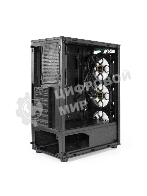 Компьютерный корпус Miditower ExeGate i3 BASE-EVO800 (ATX, БП EVO800RGb с вент. 12 см, с окном, 1хUSB+1хUSB 3.0, аудио, 4 вент. 12см с RGb подсветкой)