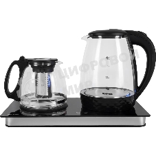 Чайник электрический Starwind SKG4044 1.8 л, 1800 Вт, черный/серебристый корпус: стекло