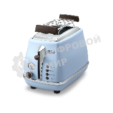 Тостер DeLonghi CTOV 2103.AZ, 900 Вт, на 2 тоста, разморозка, обжаривание, решетка для подогрева, поддон, голубой