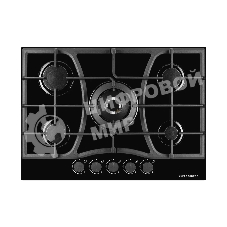 Газовая варочная поверхность Kuppersberg, закаленное стекло, ширина 70 см, 5 газовых конфорок, WOK конфорка(3,8 кВт), автоподжиг, газ-контроль, чугунные решетки, цвет чёрный