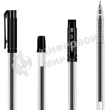 Набор ручек гелевых Deli 33205-BK прозрачный/черный, черные чернила, блистер (12шт), линия 0.5мм, резиновая манжета 12 ручек + 12 сменных стержней