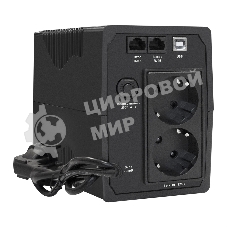 Источник бесперебойного питания ExeGate Power Back BNB-650.LED.AVR.2SH.RJ.USB (650VA/360W, LED, AVR,2*Schuko, RJ45/11, USB, батарея 12V 7.2Ah, Black)