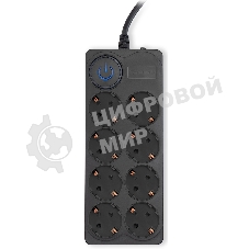 Сетевой фильтр Ippon BK-8-EU-3-16-B 3 м, 8 розеток, черный, коробка