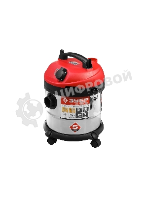 Строительный пылесос Зубр МАСТЕР ПУ-20-1400 М3 серый/красный, 1400 Вт, уборка сухая/влажная/выдув, пылесборник мешок/контейнер, 20 л